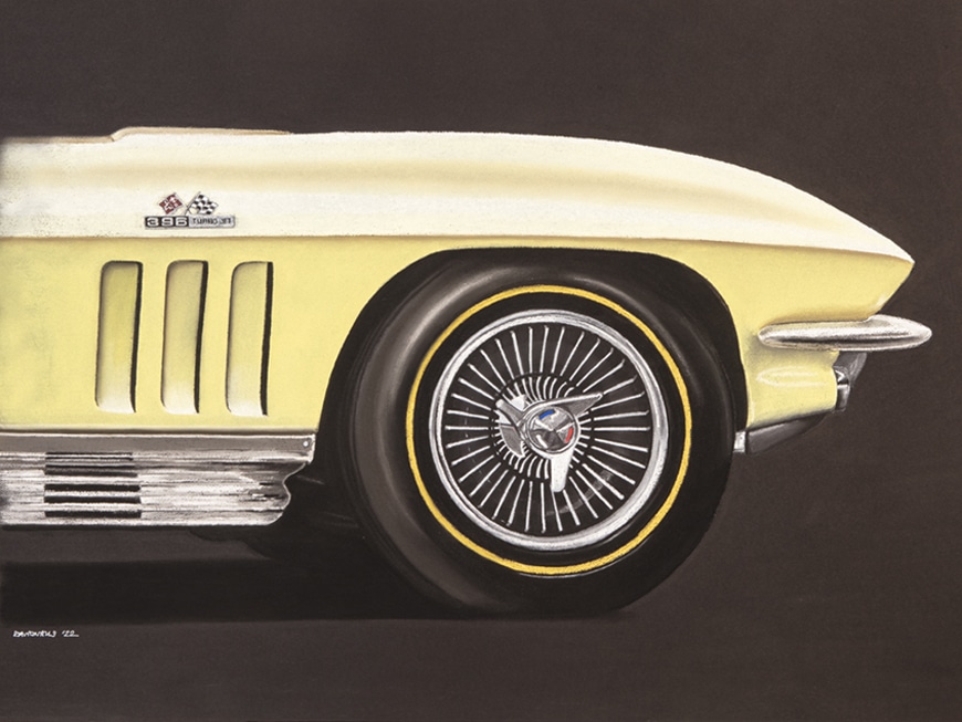 Dibujo de un detalle del Chevrolette Corvette C2