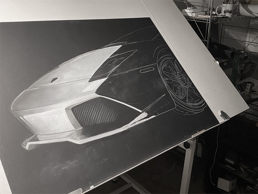 Proceso de creación del cuadro del Lamborghini Murciélago LP 640