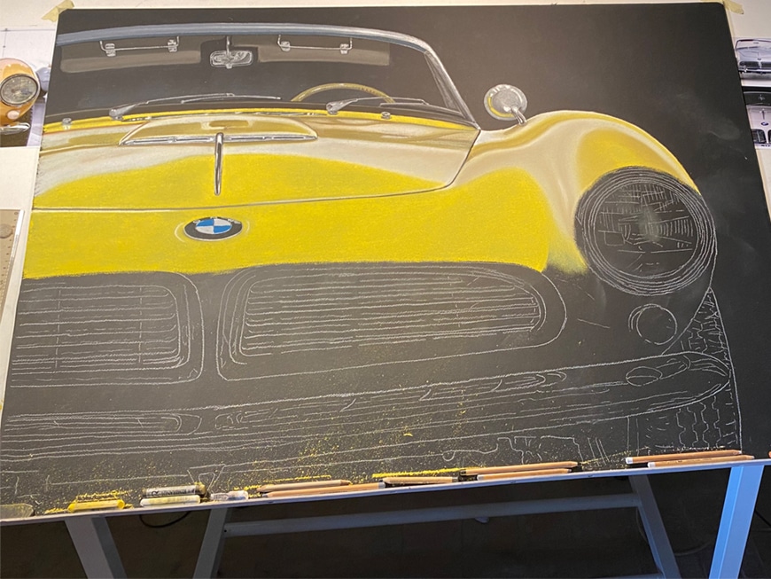 Proceso de realización del cuadro del BMW 507